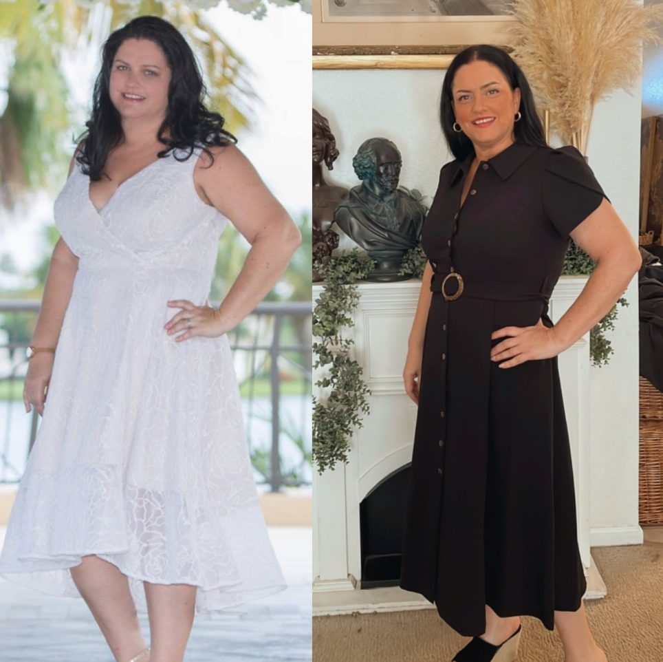Dr. Jacqueline Morgan Van Montague before and after 60 lb weight loss transformation